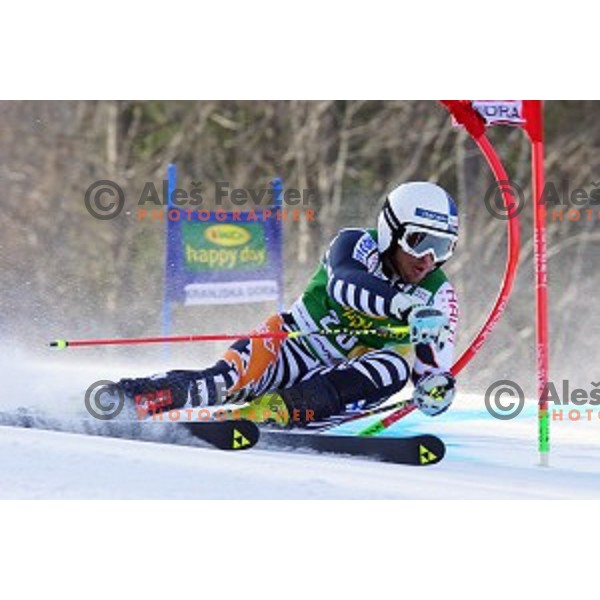 skiing in first run of AUDI FIS Ski World Cup Giant Slalom for 53.Vitranc Cup in Kranjska gora, Slovenia on March 8, 2014