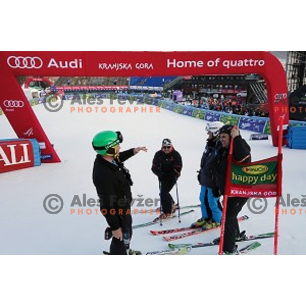 Course inspection before first run of AUDI FIS Ski World Cup Giant Slalom for 53.Vitranc Cup in Kranjska gora, Slovenia on March 8, 2014
