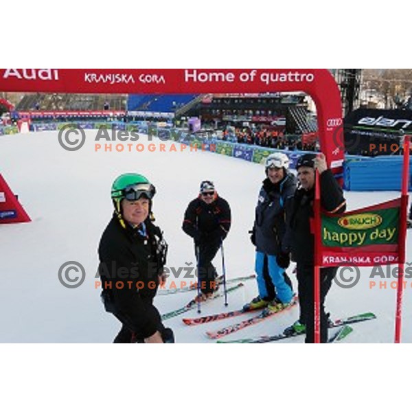 Course inspection before first run of AUDI FIS Ski World Cup Giant Slalom for 53.Vitranc Cup in Kranjska gora, Slovenia on March 8, 2014