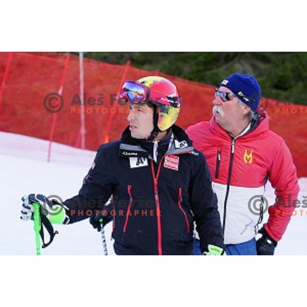 Marcel Hirscher (AUT) at Course inspection before first run of AUDI FIS Ski World Cup Giant Slalom for 53.Vitranc Cup in Kranjska gora, Slovenia on March 8, 2014
