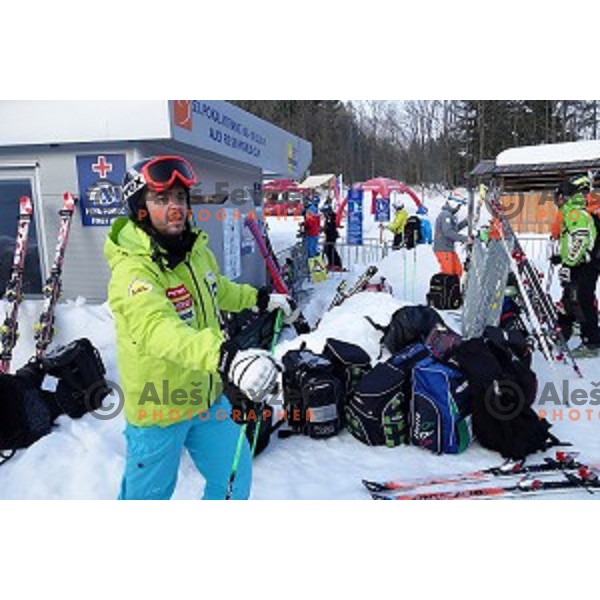 Course inspection before first run of AUDI FIS Ski World Cup Giant Slalom for 53.Vitranc Cup in Kranjska gora, Slovenia on March 8, 2014