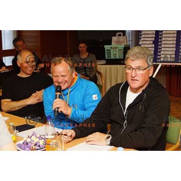 Hans Pieren and Gunther Hujara at team\'s captain meeting at 53.Vitranc Cup in Kranjska gora, Slovenia on March 8, 2014