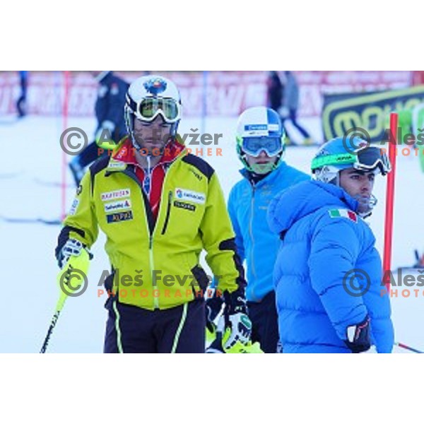 Course inspection before AUDI FIS World Cup Slalom for 53.Vitranc Cup in Kranjska gora, Slovenia on March 8, 2014