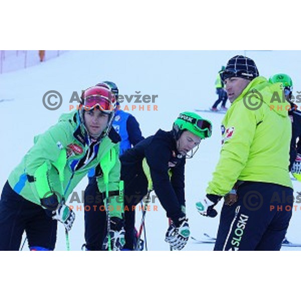 Course inspection before AUDI FIS World Cup Slalom for 53.Vitranc Cup in Kranjska gora, Slovenia on March 9, 2014