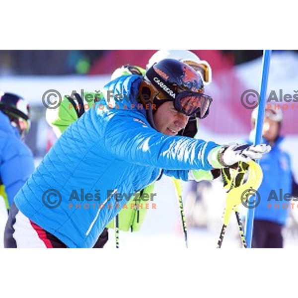 Course inspection before AUDI FIS World Cup Slalom for 53.Vitranc Cup in Kranjska gora, Slovenia on March 9, 2014
