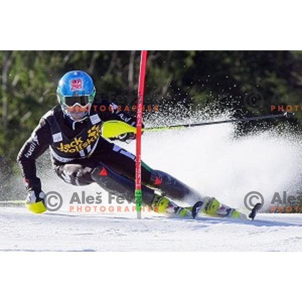 skiing in first run of AUDI FIS World Cup Slalom for 53.Vitranc Cup in Kranjska gora, Slovenia on March 9, 2014