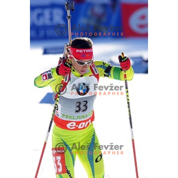 Andreja Mali of Slovenia during Ladies 7.5 km Sprint race in IBU World Cup Biathlon at Pokljuka, Slovenia on March 6, 2014