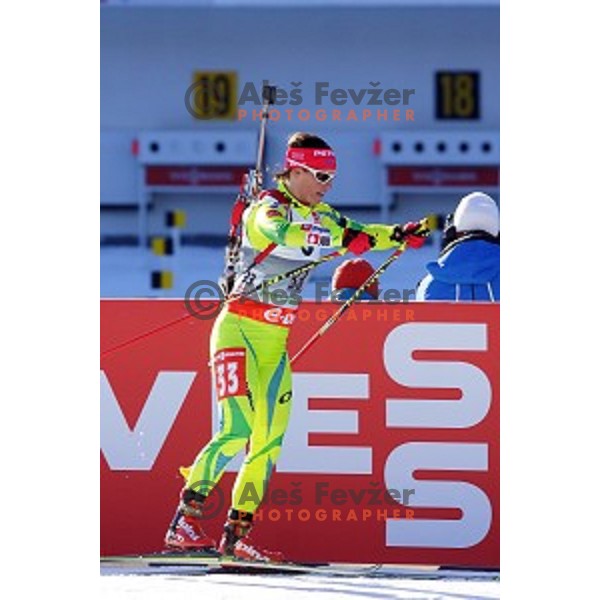 Andreja Mali of Slovenia during Ladies 7.5 km Sprint race in IBU World Cup Biathlon at Pokljuka, Slovenia on March 6, 2014