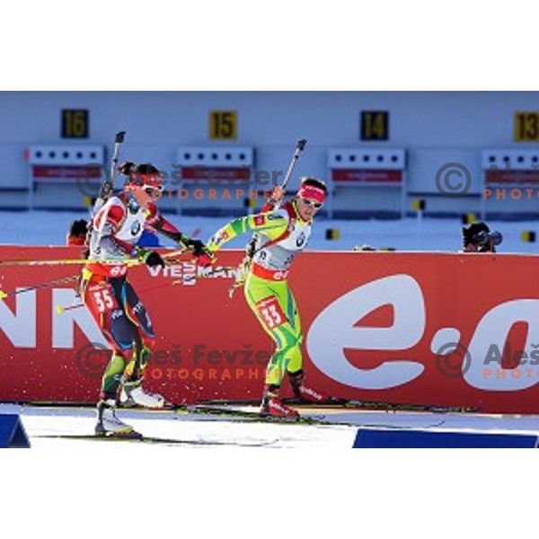 Andreja Mali of Slovenia during Ladies 7.5 km Sprint race in IBU World Cup Biathlon at Pokljuka, Slovenia on March 6, 2014
