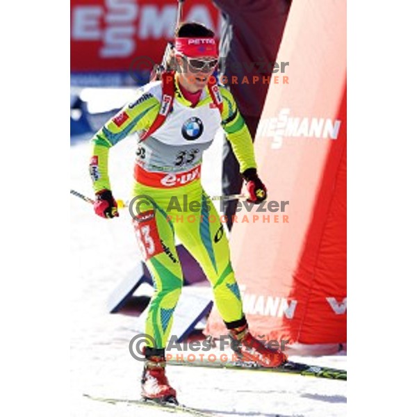 Andreja Mali of Slovenia during Ladies 7.5 km Sprint race in IBU World Cup Biathlon at Pokljuka, Slovenia on March 6, 2014