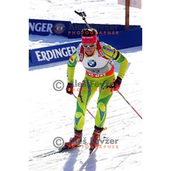 Andreja Mali of Slovenia during Ladies 7.5 km Sprint race in IBU World Cup Biathlon at Pokljuka, Slovenia on March 6, 2014