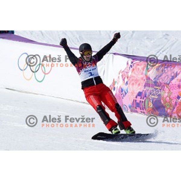 Patrizia Kummer (SUI), olympic gold medalist in Ladies Parallel Giant Slalom in Rosa Khutor Extreme Park, Sochi 2014 Winter Olympic Games, Russia on February 19, 2014
