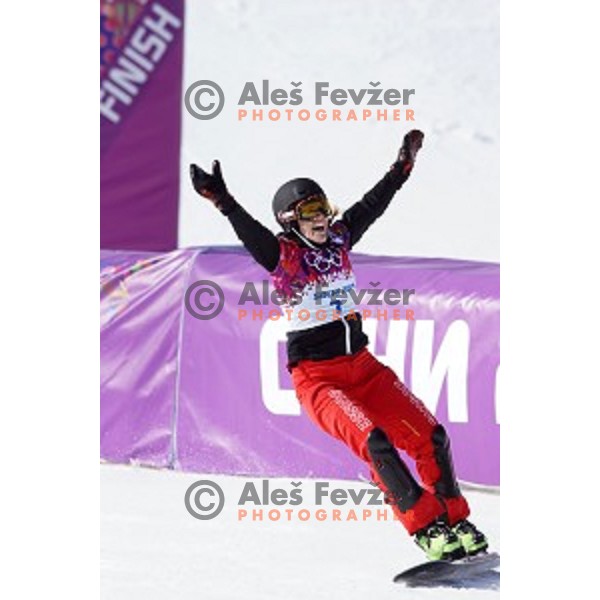 Patrizia Kummer (SUI), olympic gold medalist in Ladies Parallel Giant Slalom in Rosa Khutor Extreme Park, Sochi 2014 Winter Olympic Games, Russia on February 19, 2014