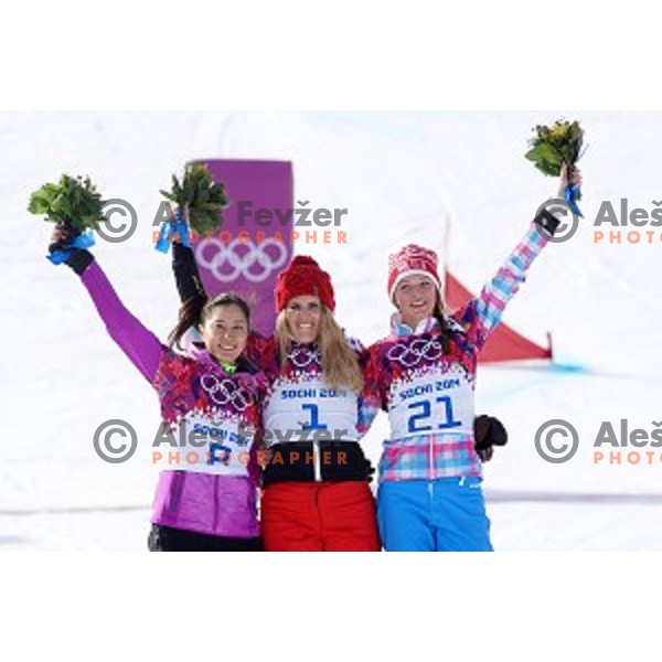 Patrizia Kummer (SUI), olympic gold medalist in Ladies Parallel Giant Slalom in Rosa Khutor Extreme Park, Sochi 2014 Winter Olympic Games, Russia on February 19, 2014