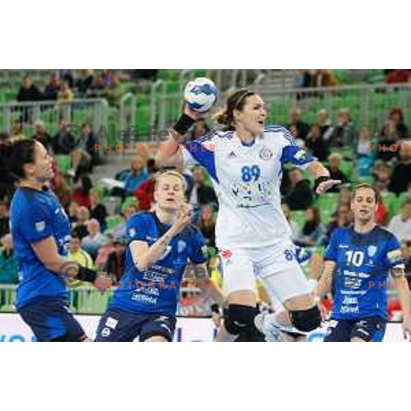 Kinga Byzdra of Buducnost during handball match between RK Krim Mercator and Buducnost in EHF Women’s Champions Leauge 2013/1014 played in Stozice Hall, Ljubljana, Slovenia on March 15, 2014