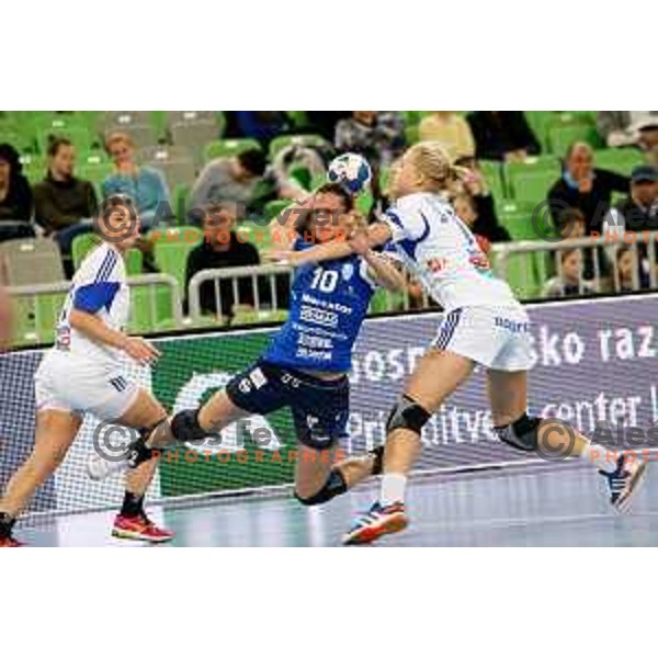 Andjela Bulatovic of RK Krim Mercator during handball match between RK Krim Mercator and Buducnost in EHF Women’s Champions Leauge 2013/1014 played in Stozice Hall, Ljubljana, Slovenia on March 15, 2014