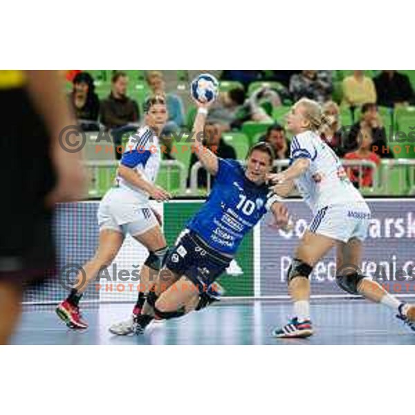 Andjela Bulatovic of RK Krim Mercator during handball match between RK Krim Mercator and Buducnost in EHF Women’s Champions Leauge 2013/1014 played in Stozice Hall, Ljubljana, Slovenia on March 15, 2014