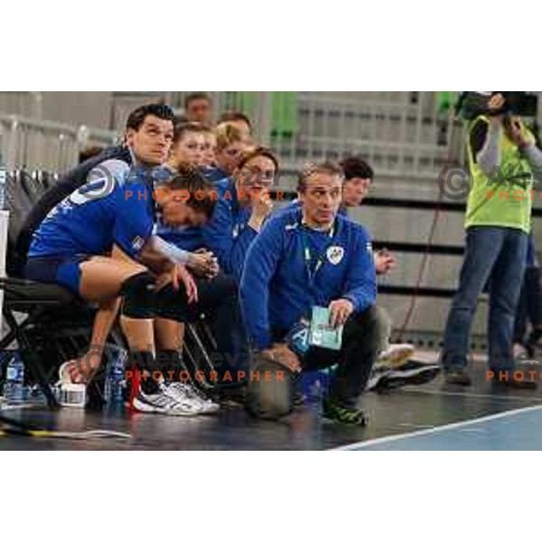 Tone Tiselj, head coach of RK Krim Mercator during handball match between RK Krim Mercator and Buducnost in EHF Women’s Champions Leauge 2013/1014 played in Stozice Hall, Ljubljana, Slovenia on March 15, 2014