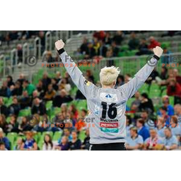 Clara Woltering of Buducnost during handball match between RK Krim Mercator and Buducnost in EHF Women’s Champions Leauge 2013/1014 played in Stozice Hall, Ljubljana, Slovenia on March 15, 2014