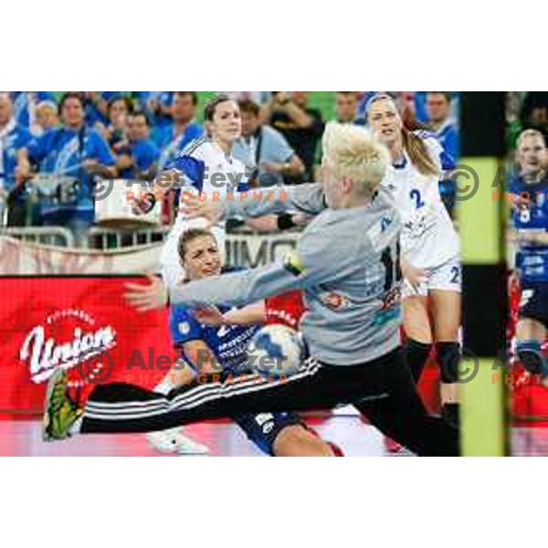 Andrea Penezic of RK Krim Mercator during handball match between RK Krim Mercator and Buducnost in EHF Women’s Champions Leauge 2013/1014 played in Stozice Hall, Ljubljana, Slovenia on March 15, 2014