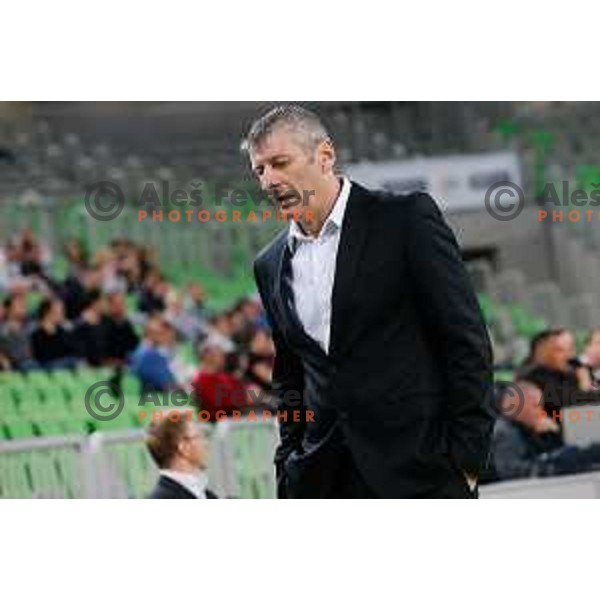 Damjan Novakovic, head coach of Rogaska in action during basketball match between Union Olimpija and Rogaska of Telemach Leauge, played in Arena Stozice, Ljubljana, Slovenia on March 19, 2014