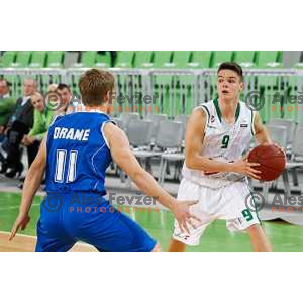 Grega Sajevic of Union Olimpija in action during basketball match between Union Olimpija and Rogaska of Telemach Leauge, played in Arena Stozice, Ljubljana, Slovenia on March 19, 2014
