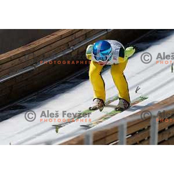 Kristjan Ravnik of Slovenia during individual Large Hill FIS Ski Jumping World Cup Event in Planica, Slovenia on March 21, 2014.