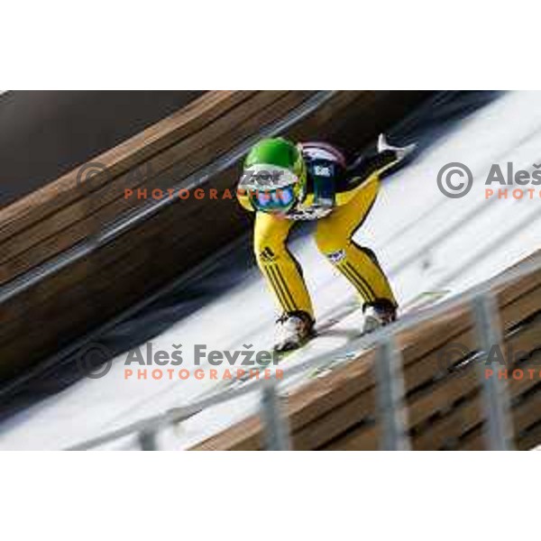 Spela Rogelj of Slovenia during individual Large Hill FIS Ski Jumping World Cup Event in Planica, Slovenia on March 21, 2014.