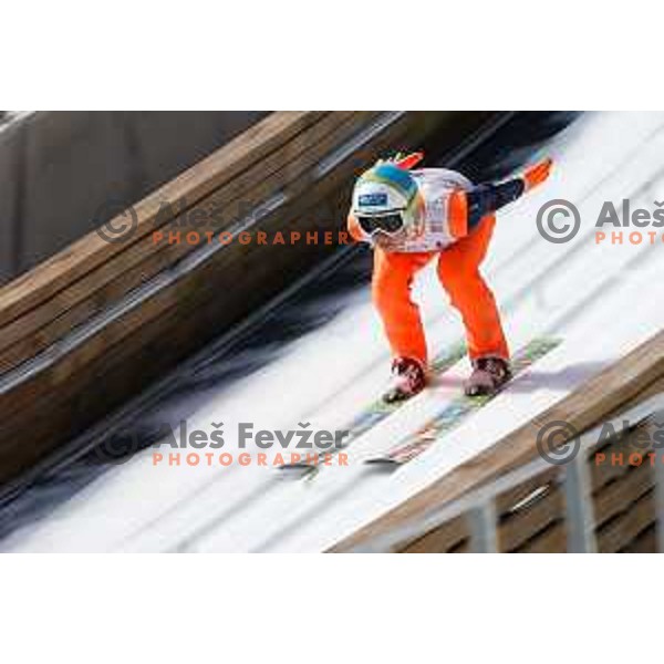 Katja Pozun of Slovenia during individual Large Hill FIS Ski Jumping World Cup Event in Planica, Slovenia on March 21, 2014.
