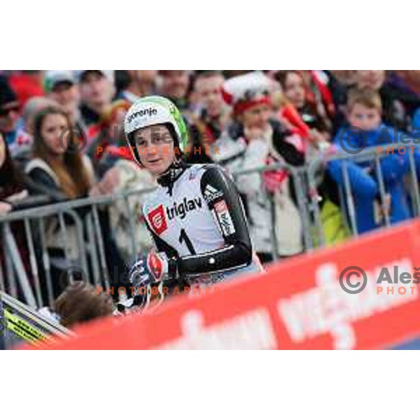 Cene Prevc of Slovenia during individual Large Hill FIS Ski Jumping World Cup Event in Planica, Slovenia on March 21, 2014.