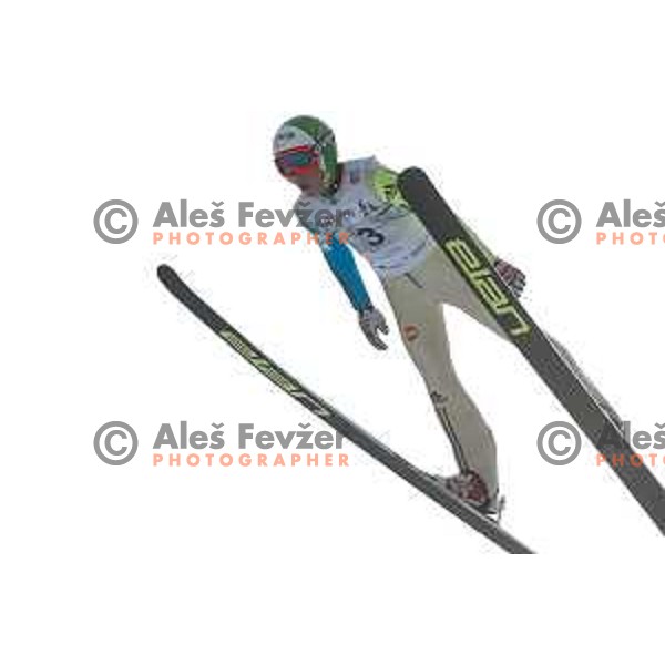 Kristjan Ravnik of Slovenia during individual Large Hill FIS Ski Jumping World Cup Event in Planica, Slovenia on March 21, 2014.