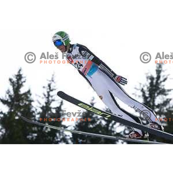 Dezman Nejc of Slovenia during individual Large Hill FIS Ski Jumping World Cup Event in Planica, Slovenia on March 21, 2014.