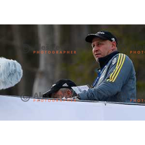 Gorazd Janus, head-couch of Slovenia during individual Large Hill FIS Ski Jumping World Cup Event in Planica, Slovenia on March 21, 2014.