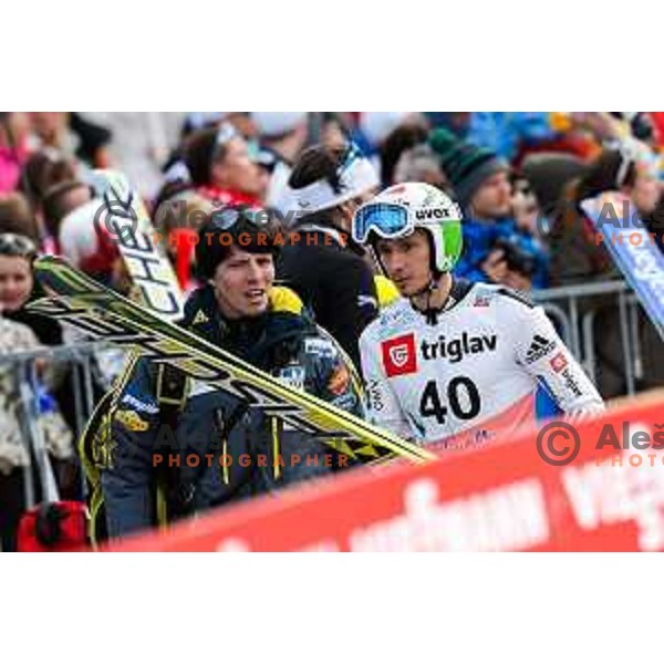 Robert Kranjec of Slovenia during individual Large Hill FIS Ski Jumping World Cup Event in Planica, Slovenia on March 21, 2014.