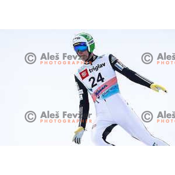 Nejc Dezman of Slovenia during individual Large Hill FIS Ski Jumping World Cup Event in Planica, Slovenia on March 21, 2014.