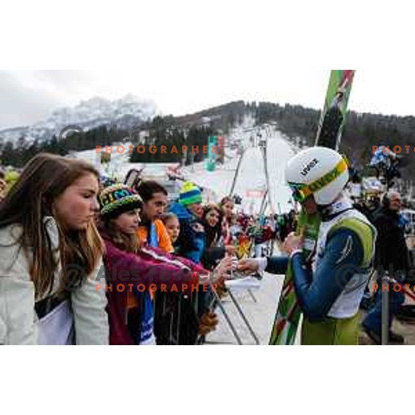 Nejc Dezman of Slovenia during individual Large Hill FIS Ski Jumping World Cup Event in Planica, Slovenia on March 21, 2014.