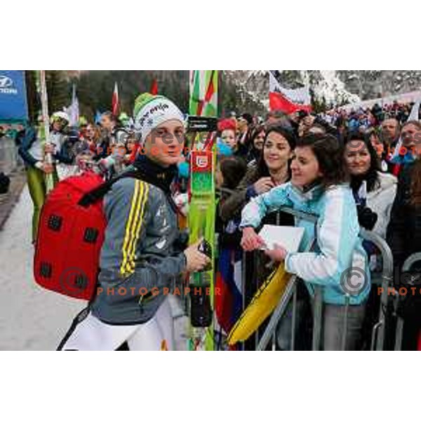 Cene Prevc of Slovenia during individual Large Hill FIS Ski Jumping World Cup Event in Planica, Slovenia on March 21, 2014.