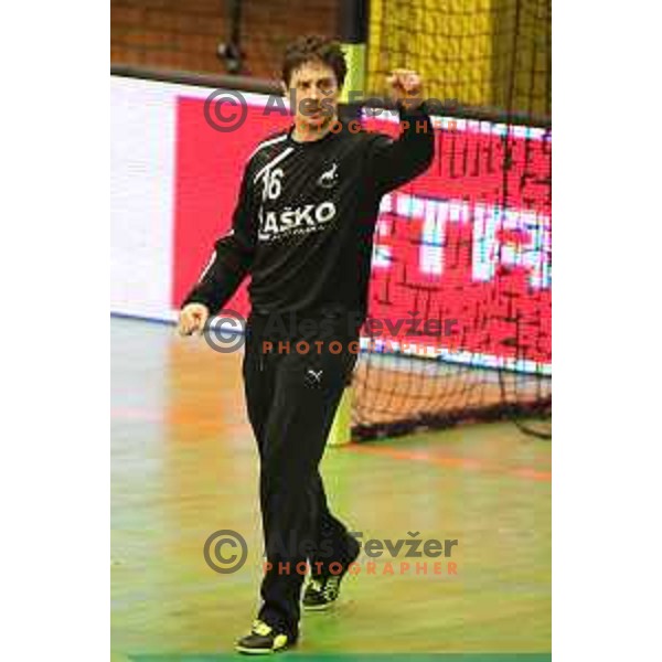 Matevz Skok of Celje PL celebrates victory at Slovenian Cup Final in Golovec Hall, Celje, Slovenia on March 2, 2014