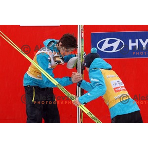 Peter Prevc of Slovenia, second place overall World Cup 2013/2014 season and winner of Large Hill Ski jumping event in Planica, Slovenia on March 23,2014