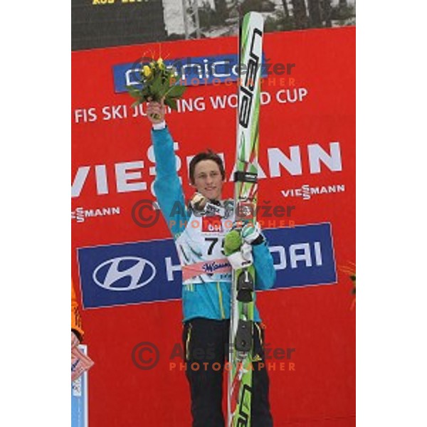 Peter Prevc of Slovenia, second place overall World Cup 2013/2014 season and winner of Large Hill Ski jumping event in Planica, Slovenia on March 23,2014