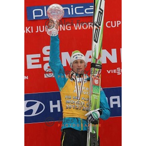 Peter Prevc of Slovenia, second place overall World Cup 2013/2014 season and winner of Large Hill Ski jumping event in Planica, Slovenia on March 23,2014