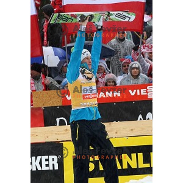 Peter Prevc of Slovenia, second place overall World Cup 2013/2014 season and winner of Large Hill Ski jumping event in Planica, Slovenia on March 23,2014