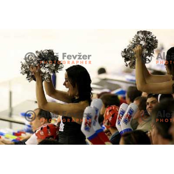 Cheer leaders at match Slovenia- Romania at World Championship Division 1 group B in Ljubljana.Photo by Ales Fevzer 