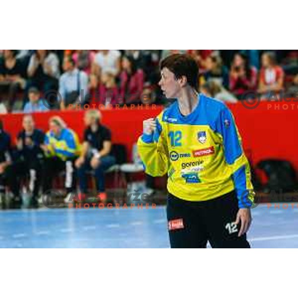 Sergeja Stefanisin of Slovenia during handball match between Slovenia and Switzerland in qualification for EHF Euro Hungary - Croatia 2014 played in Kodeljevo Hall, Ljubljana, Slovenia on March 30, 2014
