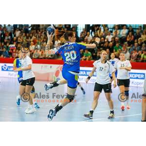 Alja Koren of Slovenia during handball match between Slovenia and Switzerland in qualification for EHF Euro Hungary - Croatia 2014 played in Kodeljevo Hall, Ljubljana, Slovenia on March 30, 2014
