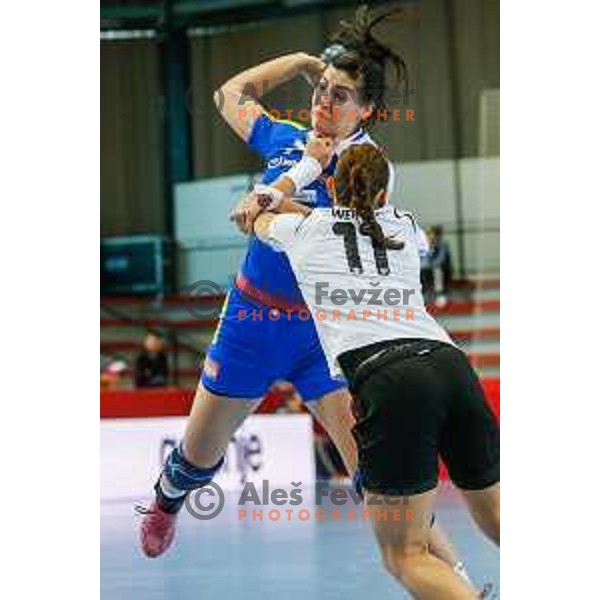 Maja Son of Slovenia during handball match between Slovenia and Switzerland in qualification for EHF Euro Hungary - Croatia 2014 played in Kodeljevo Hall, Ljubljana, Slovenia on March 30, 2014