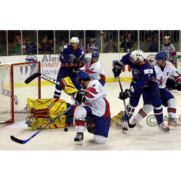 Action at match Slovenia- Great Britain at World Championship Division 1 group B in Ljubljana.Photo by Ales Fevzer 