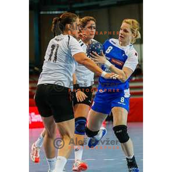 Neza Mitrusevska of Slovenia during handball match between Slovenia and Switzerland in qualification for EHF Euro Hungary - Croatia 2014 played in Kodeljevo Hall, Ljubljana, Slovenia on March 30, 2014
