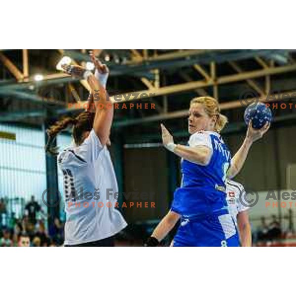 Neza Mitrusevska of Slovenia during handball match between Slovenia and Switzerland in qualification for EHF Euro Hungary - Croatia 2014 played in Kodeljevo Hall, Ljubljana, Slovenia on March 30, 2014