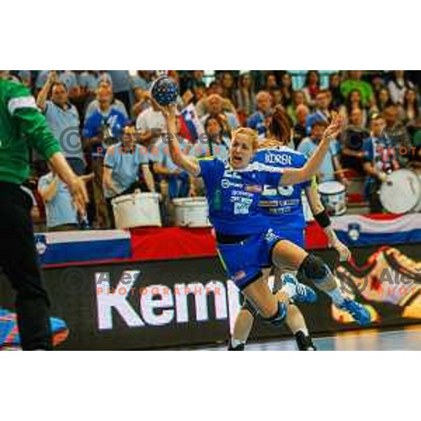 Sanja Gregorc of Slovenia during handball match between Slovenia and Switzerland in qualification for EHF Euro Hungary - Croatia 2014 played in Kodeljevo Hall, Ljubljana, Slovenia on March 30, 2014